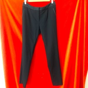 Balenciaga cropped ankle zip pants satin trim black wool size 40